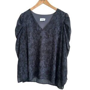 Adrienne Snakeskin Print Puff BalloonSleeve Blouse Mobwife Top